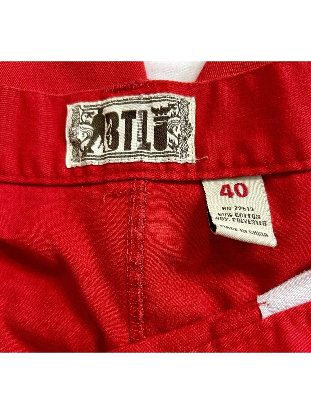 BTL Men's Red Size 40 Cargo Shorts Cotton Blend Button Pockets Utility Workwear